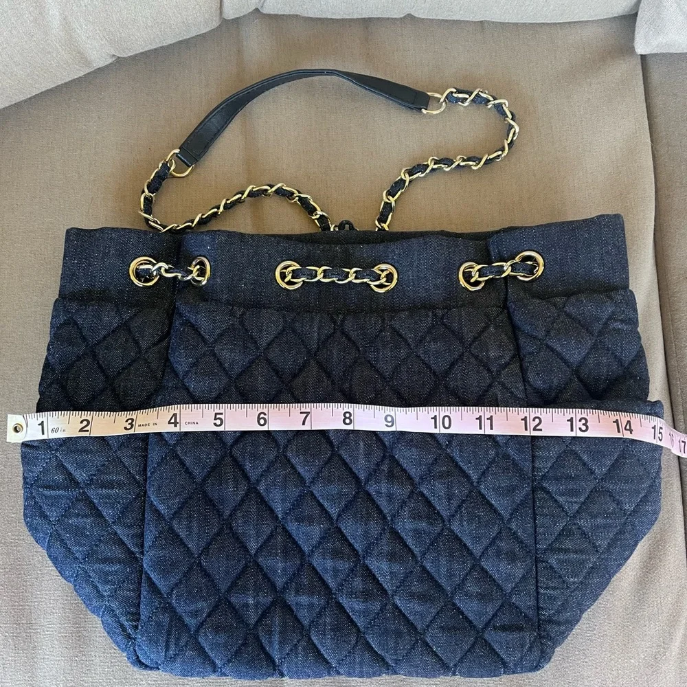 Denim Blue Quilted Shoulder Bag - Picture 4 of 7